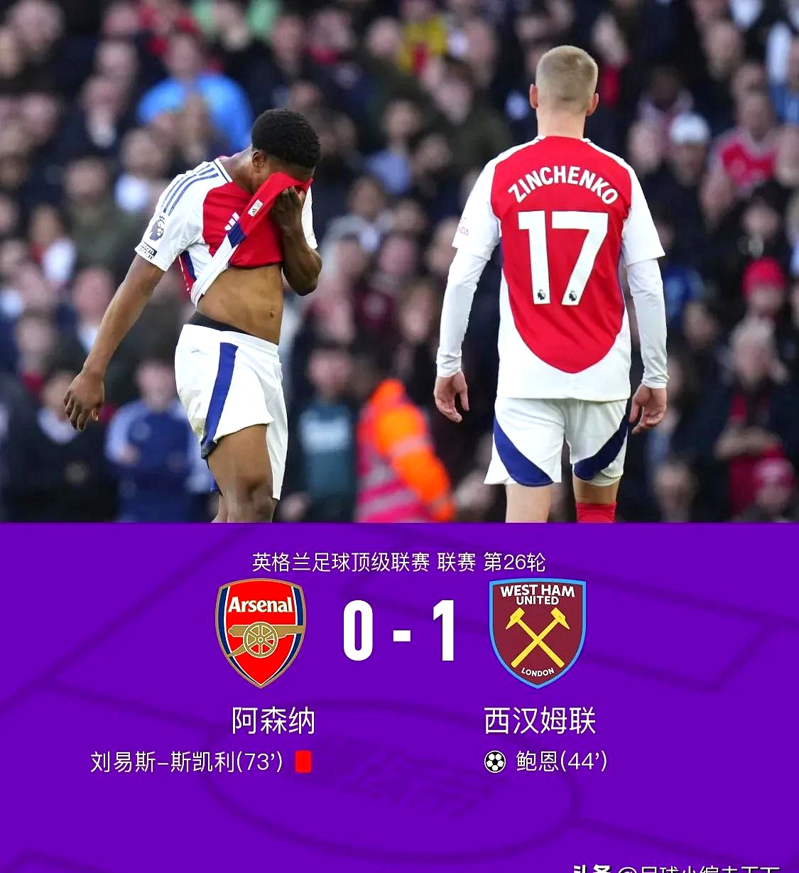 熊猫直播-阿森纳主场大胜，西汉姆联惨败收场